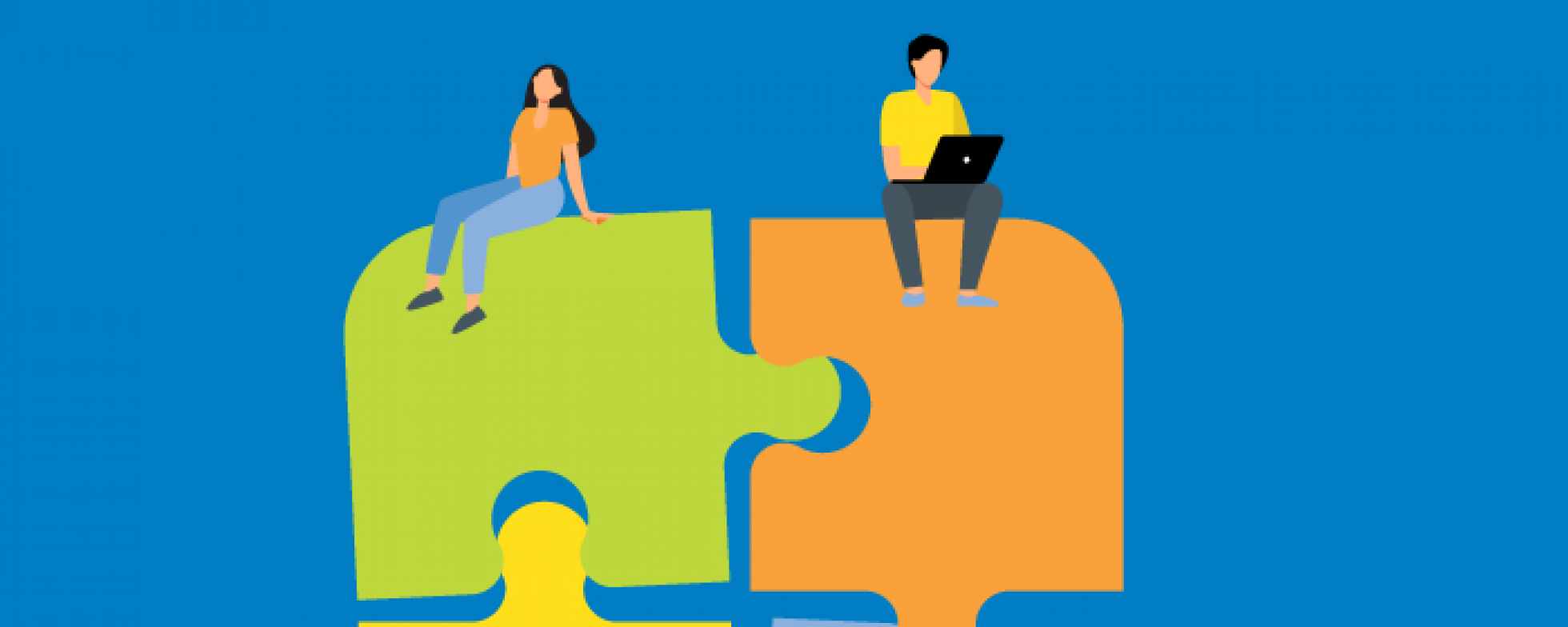 People fitting puzzle pieces together